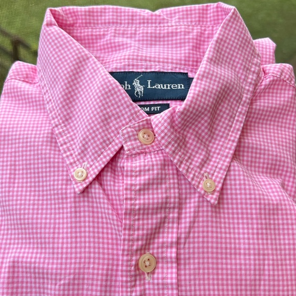 Ralph Lauren Men’s Shirt Button Down Pink White Gingham Long Sleeve Custom Fit M - Picture 13 of 15